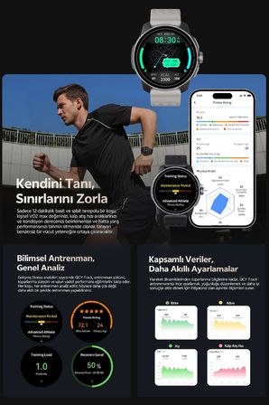 Track Akıllı Saat 1.43" AMOLED Triatlon Spor Saati Çağrı, Uyku, HRV, Sağlık, Navigasyon, VO2, Kalp Atış Nabız Takibi