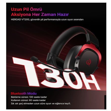 Heroad VT200 6.0 Gaming Oyuncu Kulaklığı 53 mm - Protein Deri 7.1 Surround 3 Mod 3.5mm, 2.4GHZ, BT