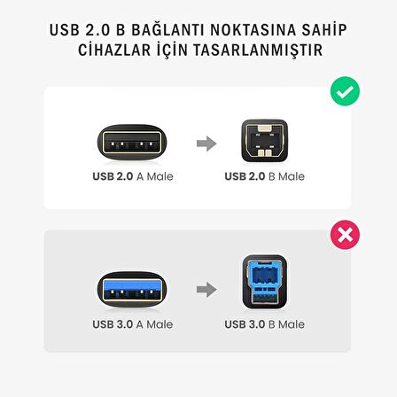 Ugreen USB To USB-B Yazıcı Tarayıcı Kablosu 5 Metre
