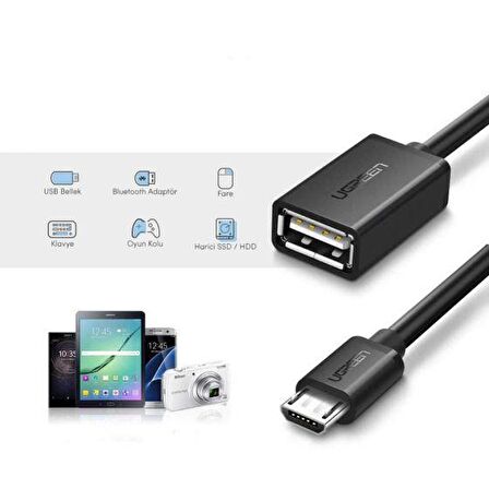 Ugreen Micro USB OTG Çevirici Adaptör Siyah