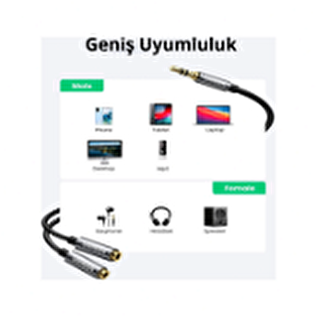 Ugreen 3.5mm TRS Kulaklık Çoklayıcı Y Kablo Siyah