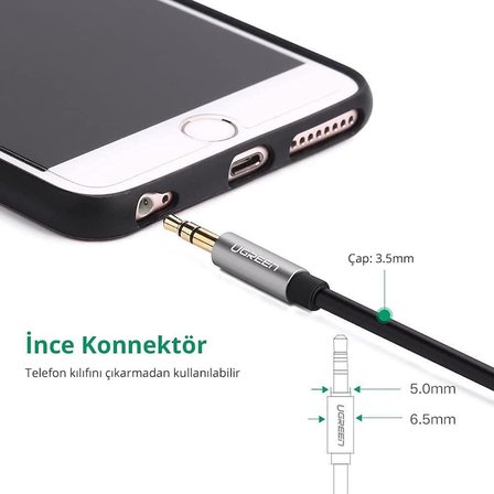 Ugreen 3.5 mm Aux Ses Kablosu 50 cm Outlet