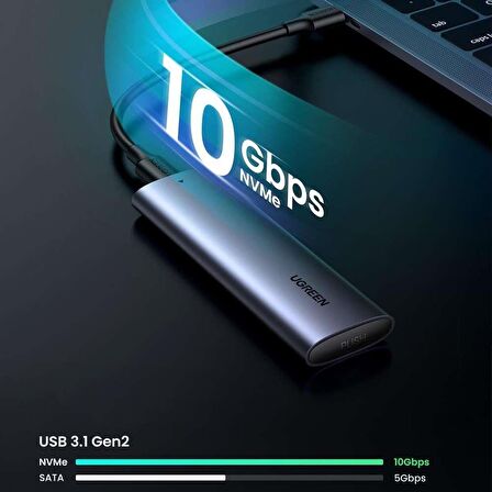 Ugreen M.2 NVMe SSD Type-C 3.1 Gen2 PCIe M-Key M+B Key Disk Kutusu