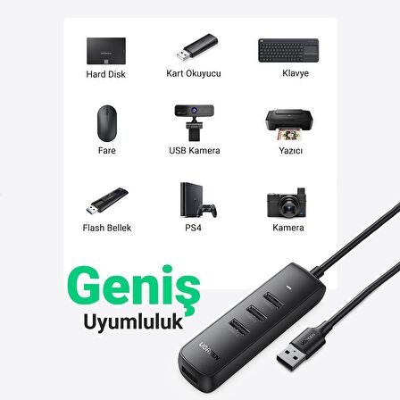 Ugreen 4 Portlu USB 3.0 Çoklayıcı HUB Adaptör 25 CM