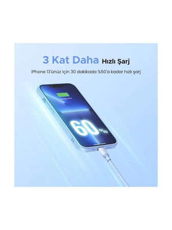 UGREEN Type-C to Lightning 3A PD MFi Sertifikalı Hızlı Şarj Kablosu, 1 Metre, Mavi, 20313