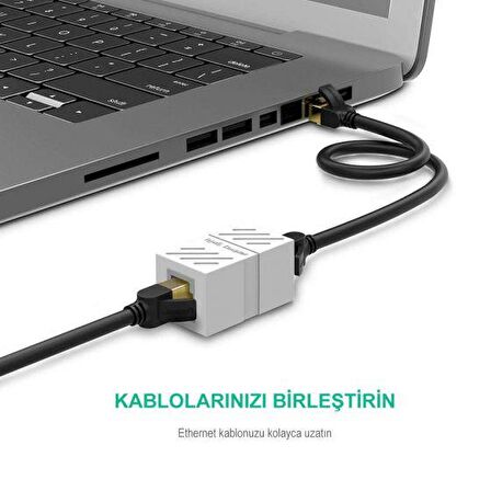 Ugreen RJ45 Cat6 Cat7 Cat8 Ethernet Kablo Uzatma Aparatı Siyah