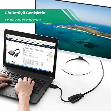 Ugreen DisplayPort Erkek to VGA Dişi Görüntü Dönüştürücü Siyah