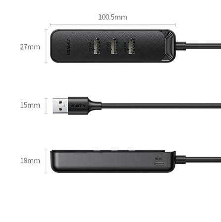 UGREEN 20488 CM456 5Gbps Veri Transfer Hızı USB-A 3.0 4 Port Bağlantı Noktalı Hub Çoklayıcı 1.5metre