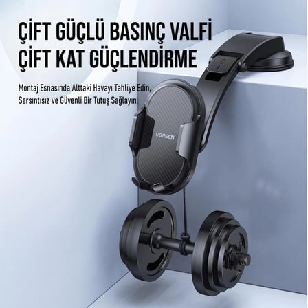 UGREEN 20559 LP405 Vantuzlu Araç Telefon Tutucu Siyah