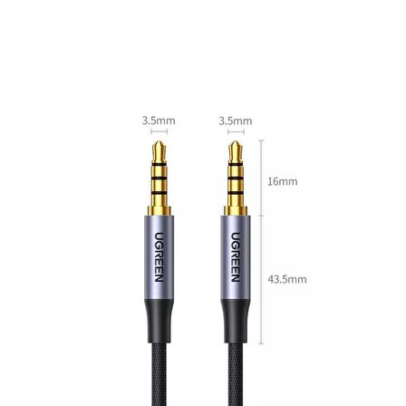 Ugreen 3.5mm Hi-Fi Erkek to Erkek TRRS Aux Ses ve Mikrofon Kablosu 2 Metre
