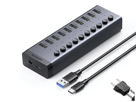 Ugreen 30779 CM482 10 Port Bağlantı Noktalı USB 3.0 HUB Çoklayıcı ve Şarj İstasyonu