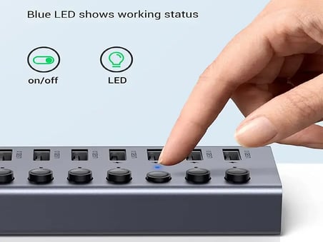 Ugreen 30779 CM482 10 Port Bağlantı Noktalı USB 3.0 HUB Çoklayıcı ve Şarj İstasyonu