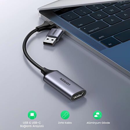 Ugreen 1080P 30Hz USB Type-C Video Capture Kart HDMI Görüntü Yakalama Kartı