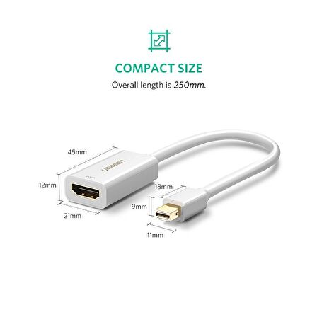 Ugreen 4K Mini Displayport HDMI Çevirici Adaptör Beyaz