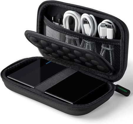 UGREEN Sabit Disk Çantası 2.5 İnç Kasa Harici Sabit Disk Çantası Suya Dayanıklı Eva Evrensel Powerbank Çantası Kablo Çanta Düzenleyici WD Elements, My Passport, Seagate, SanDisk, HDD, SSD ile Uyumlu Teşhir