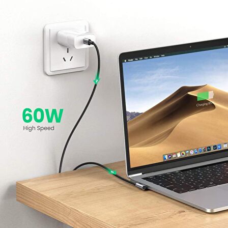 Ugreen Usb Type-C 3A 60W 90 Derece Şarj ve Data Kablosu