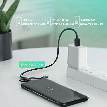 Ugreen 3'ü 1 Arada Örgülü iPhone Type-C Micro USB Şarj Kablosu Silver 1.5 Metre