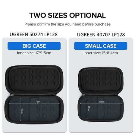 Ugreen 50274 LP128 Darbe ve Suya Dayanıklılık 2.5" Harici Harddisk ve Powerbank Büyük Sabit Disk Saklama Çantası Siyah (L)