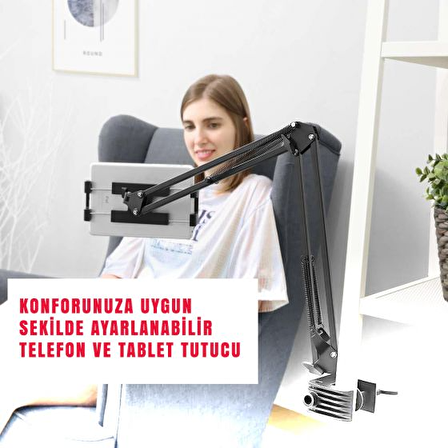 Ugreen Uzun Kollu Ayarlanabilir Masaüstü Tablet ve Telefon Tutucu