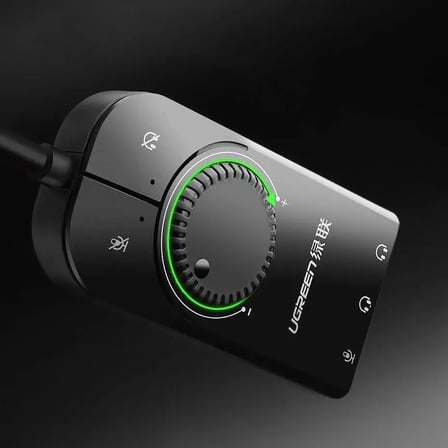 Ugreen 50599 CM129 USB 2.0 to 2x3.5mm Stereo Harici Ses Kartı Adaptörü Siyah 1metre