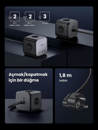 Ugreen Diginest Cube 65 W Hızlı Şarj Adaptörü - OUTLET