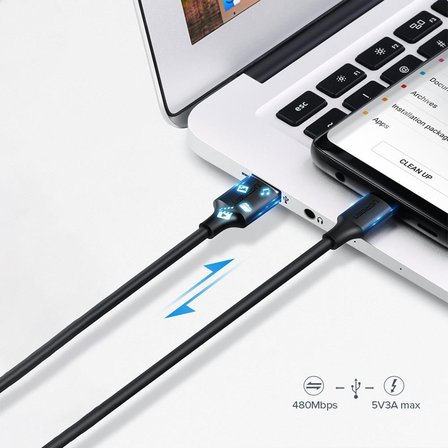 Ugreen USB Type-C Şarj ve Data Kablosu Siyah 25 CM