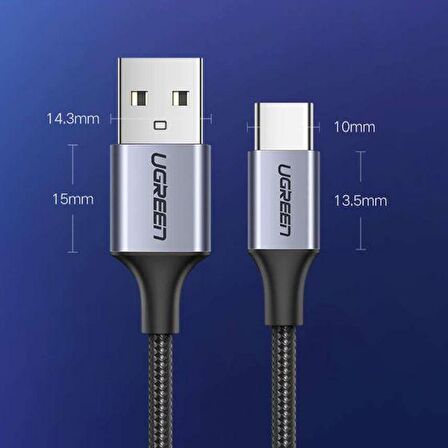 Ugreen Örgülü USB Type-C Şarj ve Data Kablosu 1 Metre