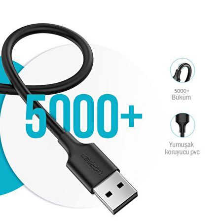 Ugreen Micro USB Data ve Şarj Kablosu Beyaz 1 Metre