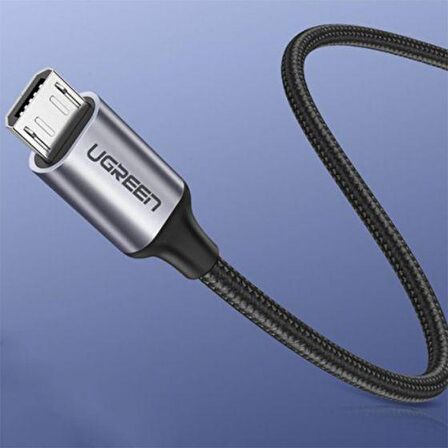 Ugreen Örgülü Micro USB Data ve Şarj Kablosu Siyah 1 Metre