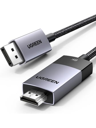 Ugreen 8k 60Hz Displayport 1.4 To HDMI 2.1 Örgülü Kablo, 1m, 80395