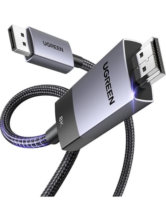 Ugreen 8k 60Hz Displayport 1.4 To HDMI 2.1 Örgülü Kablo, 1m, 80395