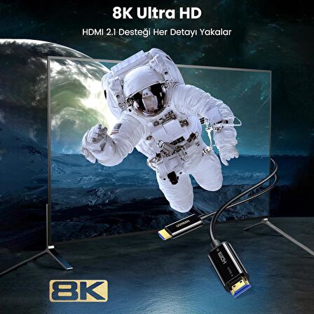 Ugreen 8K 60Hz 4K 120Hz HDMI 2.1 Fiber Optik Görüntü Aktarma Kablosu 30 Metre