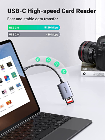 Ugreen Type-C to SD ve Micro SD Kart Okuyucu Adaptör