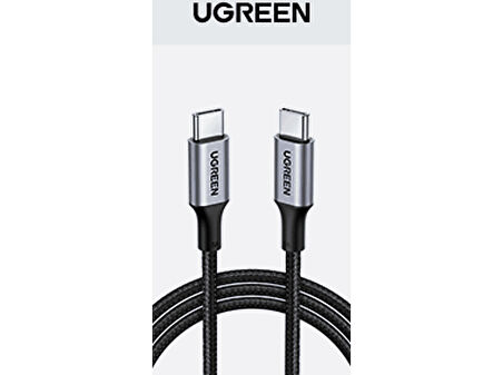 UGREEN USB-C 100W 5A QC PD Örgülü Hızlı Şarj Kablosu 3 Metre Siyah 90120