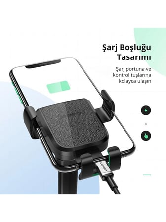 UGREEN Ayarlanabilir Kollu Araç İçi Vantuzlu Telefon Tutucu, Siyah, 60990B