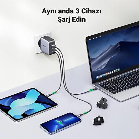 Ugreen Seyahat Type-C 65 Watt Hızlı Şarj Adaptörü Siyah