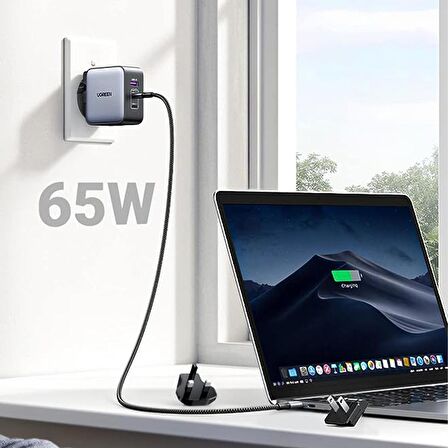 Ugreen Seyahat Type-C 65 Watt Hızlı Şarj Adaptörü Siyah