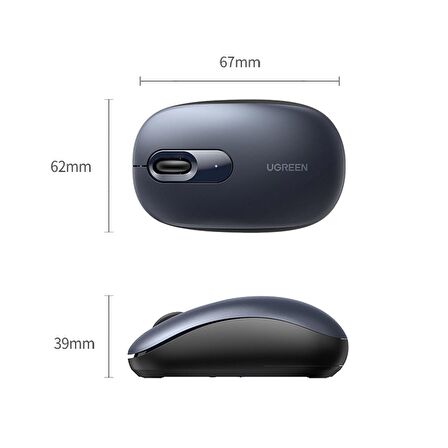 Ugreen 2400DPI 2.4Ghz Wireless Kablosuz Sessiz Mouse Gece Mavisi