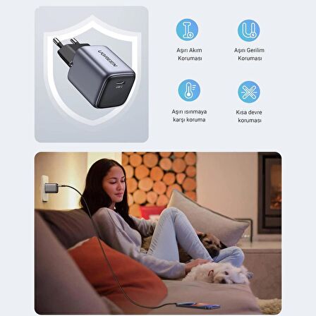 Ugreen Type-C 20 Watt Hızlı Şarj Aleti Siyah