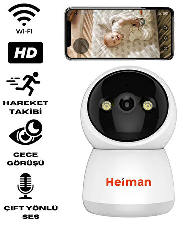 Heiman HM-428 Akıllı Wifi Kamera 3mp Ptz Hareketli Bebek Bakıcı Kamerası Iç Mekan -App Kontrol Ip Güvenlik Kamerası