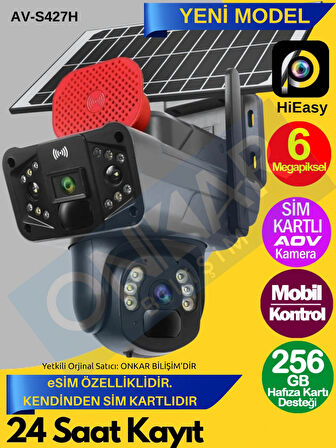 Avenir S427H 6MP 7/24 Sürekli Kayıt eSim Destekli Güneş Enerjili Güvenlik Kamerası HiEasy