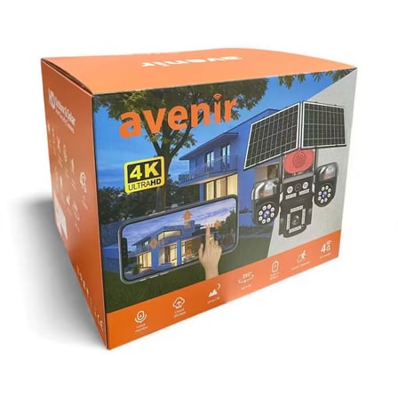 Avenir AV-S446 12MP 4 Kameralı PTZ 4G Sim Kartlı Solar Kamera