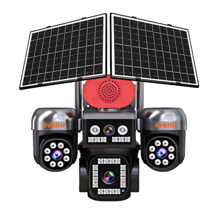 Avenir AV-S446 12MP 4 Kameralı PTZ 4G Sim Kartlı Solar Kamera