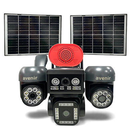 Avenir AV-S446 12MP 4 Kameralı PTZ 4G Sim Kartlı Solar Kamera