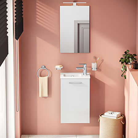 VitrA Mia 69576 Banyo Dolabı Seti Kapaklı 40 Cm Parlak Beyaz