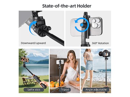 KINGJOY M080 Bluetooth Çok Fonksiyonlu Selfie Çubuğu ve Tripod Siyah