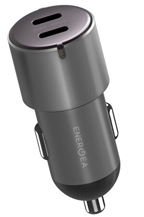 AluDrive D60 66W 2 Adet 33W Type-C Çıkışlı Alüminyum Araç İçi Şarj Aleti - Koyu Gri