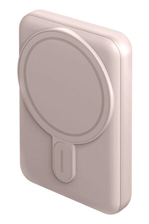 MagPac Mini 10.000 mAh 20W Type-C 15W Kablosuz Şarj - Stant Özellikli Magsafe Powerbank - Pembe