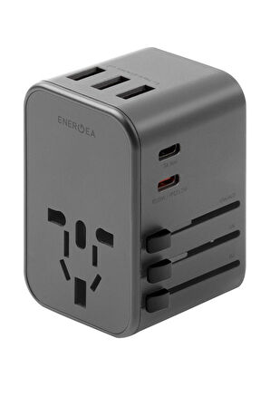 TravelWorld 35 Universal 35W Type-C 15W Type-C ve 12W USB Çıkışlı PD Hızlı Şarj Aleti - Koyu Gri