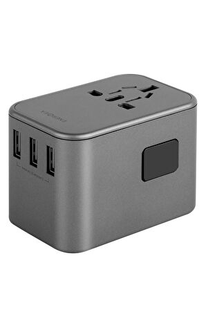 TravelWorld 35 Universal 35W Type-C 15W Type-C ve 12W USB Çıkışlı PD Hızlı Şarj Aleti - Koyu Gri